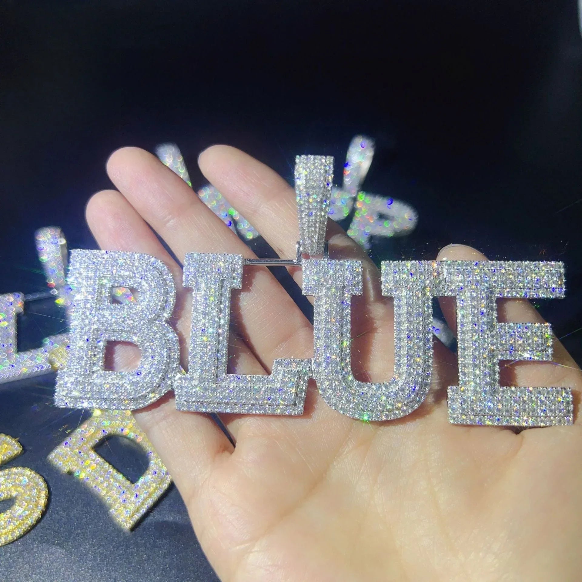 Unique Spliced Letter Hip-Hop Pendant – S925 Silver Moissanite Jewelry - CaratixJewelry